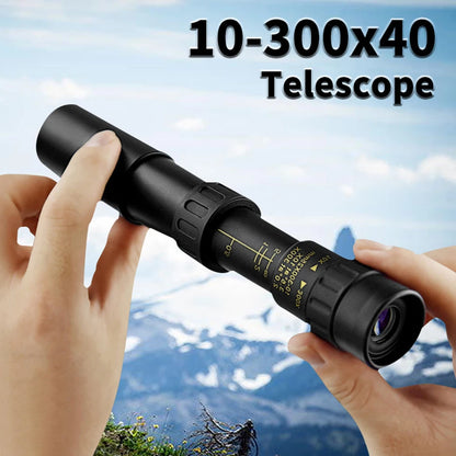 10-300x40 HD Zoom Monocular Telescope – Long Range High Power Prism Scope for Camping & Outdoor Adventures