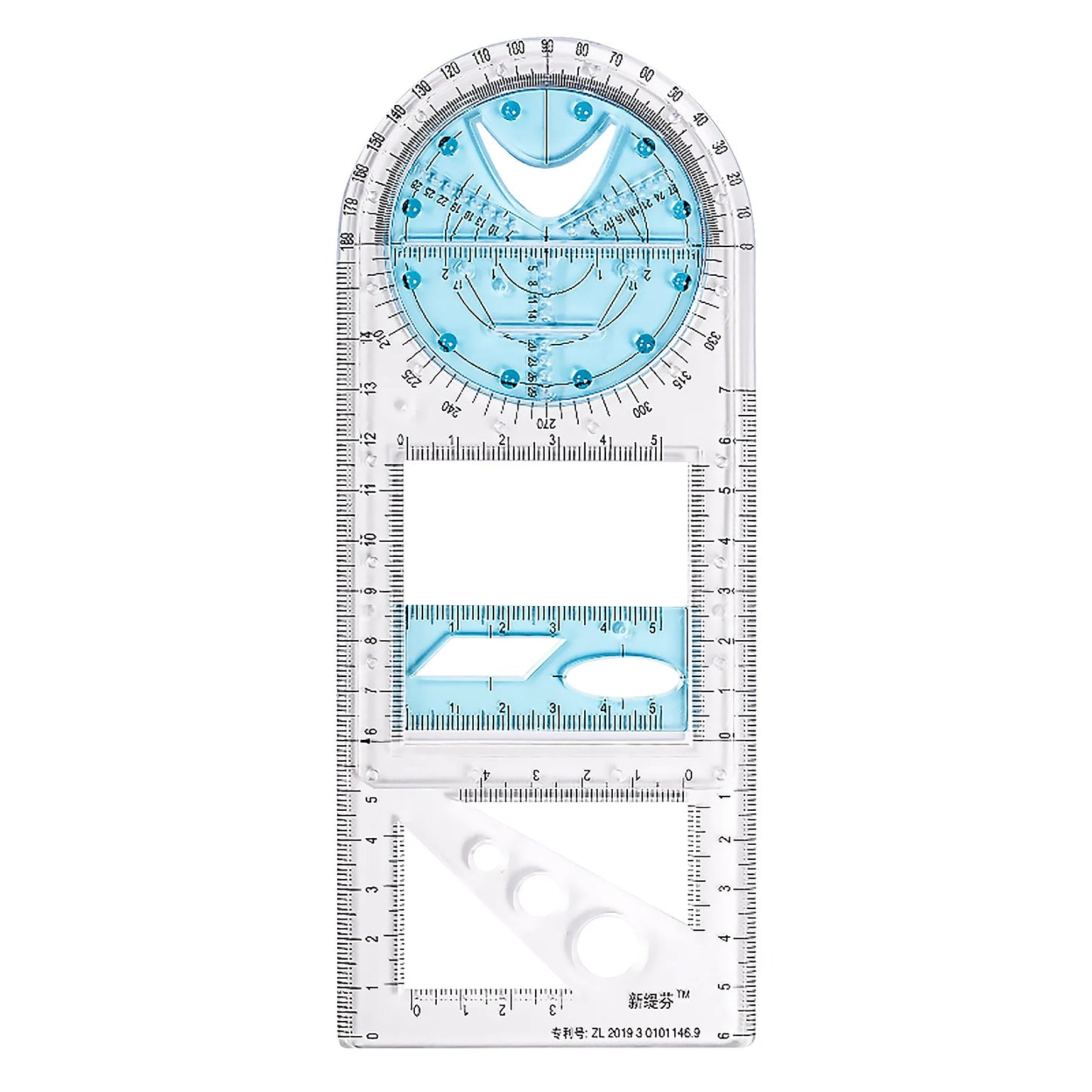 Rotatable Drawing Ruler for Geometry & Drafting