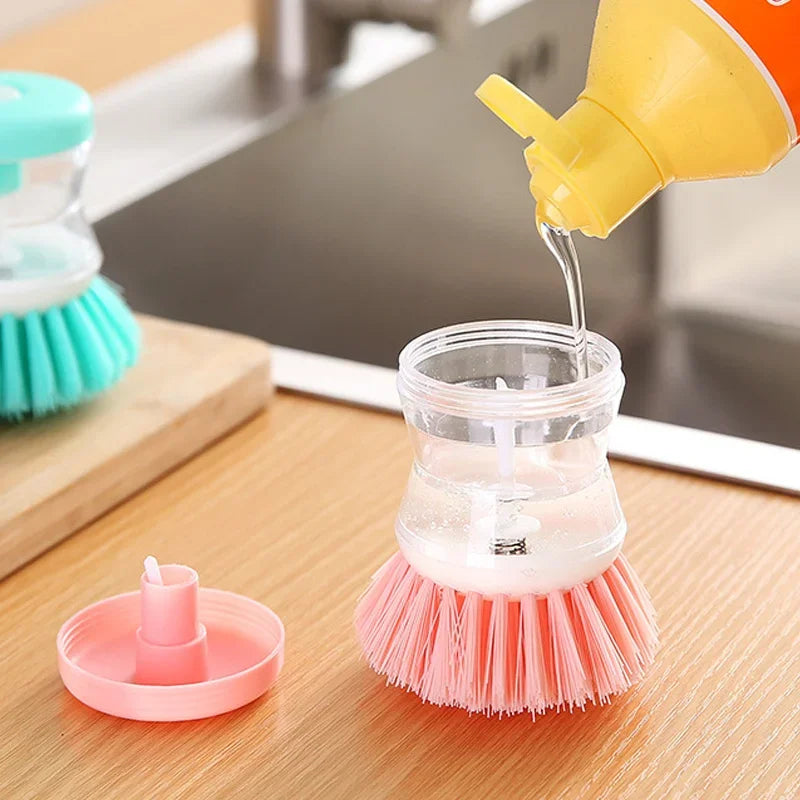 Dish Brush with Soap Dispenser – Kitchen Pot & Utensil Cleaner