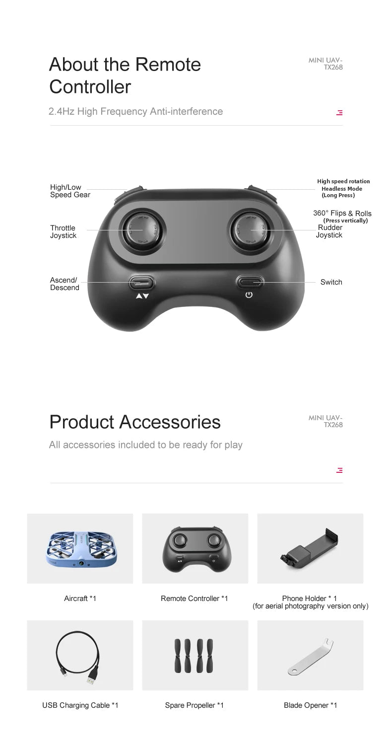 Remote Control Mini Drone with HD 4K