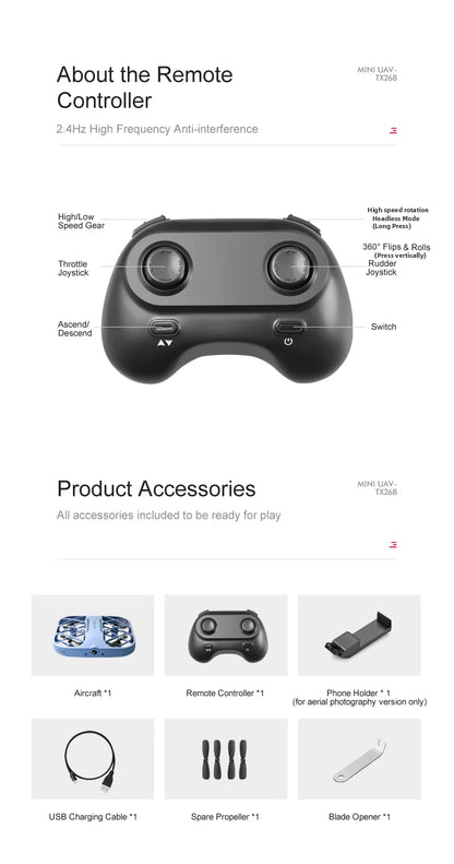 Remote Control Mini Drone with HD 4K