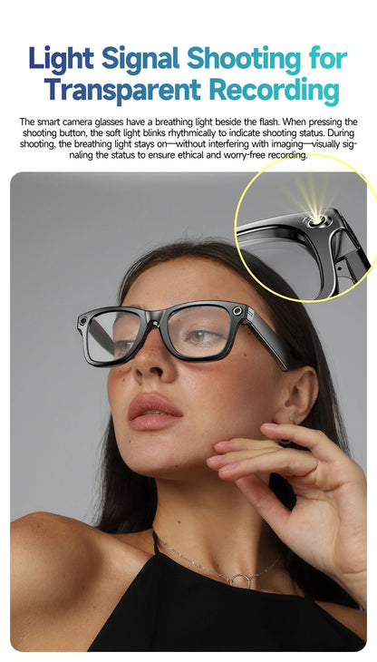 AI Smart Glasses with Camera, Bluetooth & Translation