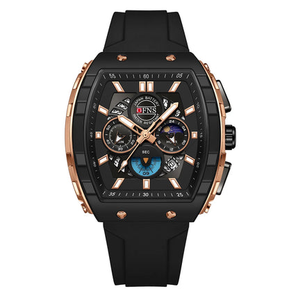 OFNS Men’s Quartz Chronograph Watch – Waterproof Luminous Sports Watch with Silicone Strap