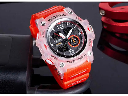 SMAEL Men’s Military Sport Digital Watch – Waterproof Dual Time LED with Alarm & Stopwatch
