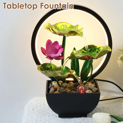 USB Tabletop Water Fountain with LED Lights – Relaxing Home Decor
