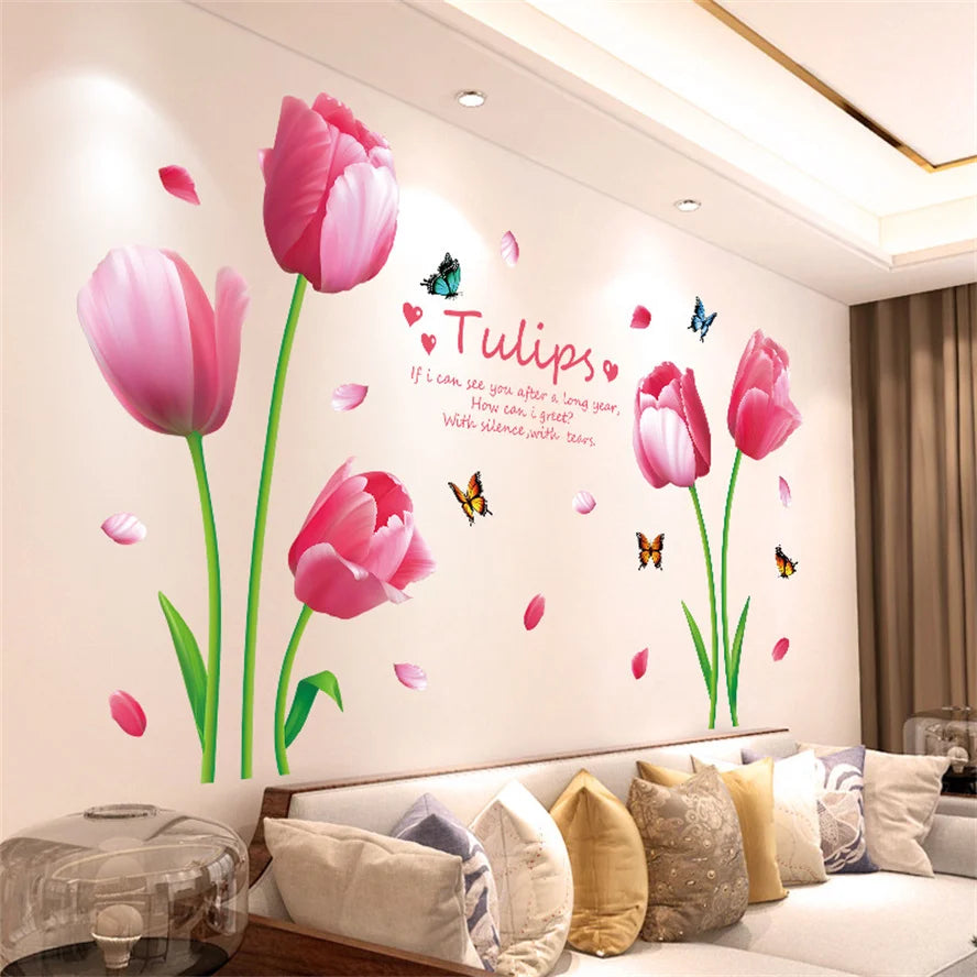 Purple Lavender Flower Butterfly Wall Stickers – Home Decor Decals