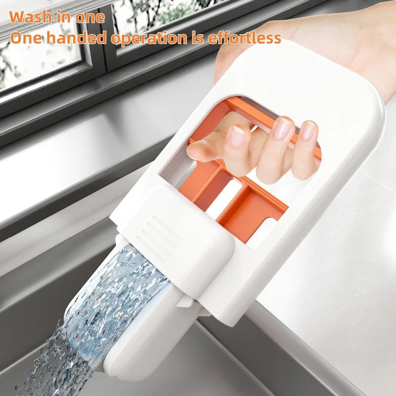 Portable mini desktop cleaning mop with short handle for quick cleaning of tables, keyboards, and small surfaces.