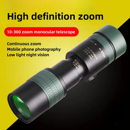 10–300X Zoom HD Monocular Telescope – Powerful Long Range