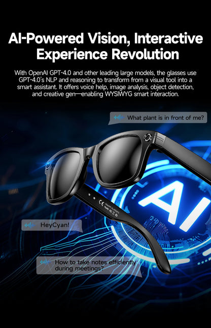 AI Smart Glasses with Camera, Bluetooth & Translation
