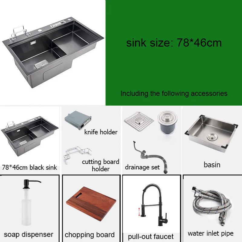 Stainless Steel Multifunction Waterfall Kitchen Sink