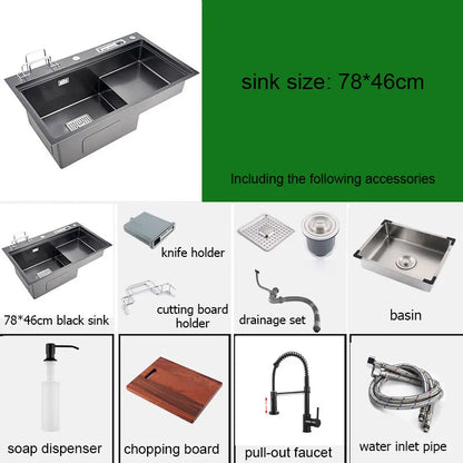 Stainless Steel Multifunction Waterfall Kitchen Sink
