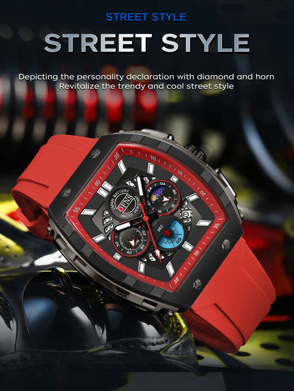 OFNS Men’s Quartz Chronograph Watch – Waterproof Luminous Sports Watch with Silicone Strap
