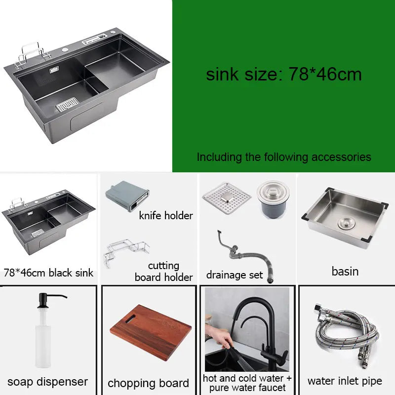Stainless Steel Multifunction Waterfall Kitchen Sink