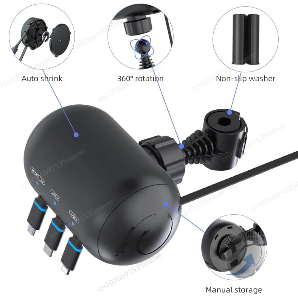 3-in-1 Retractable Backseat Car Charger