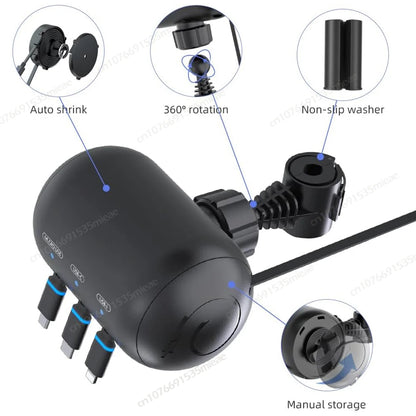 3-in-1 Retractable Backseat Car Charger