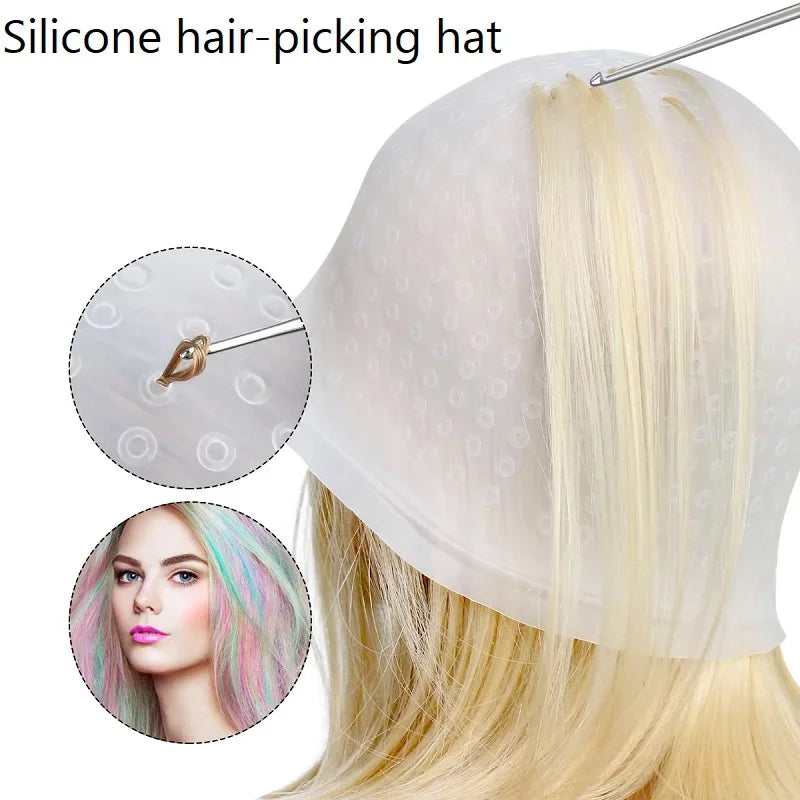 Reusable silicone hair highlighting cap
