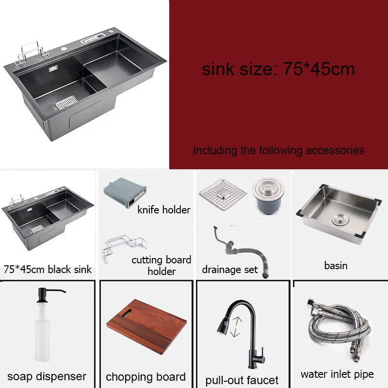 Stainless Steel Multifunction Waterfall Kitchen Sink