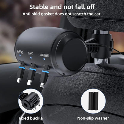 3-in-1 Retractable Backseat Car Charger