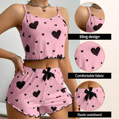 Women's 2-Piece Pajama Set – Tank Top & Shorts Sleepwear