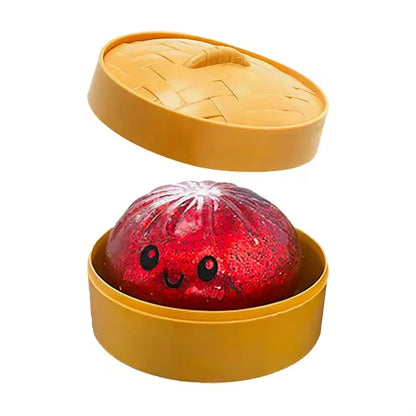 Dumpling Squishy Stress Ball – Soft Rebound Sensory Fidget Toy with Steamer Box - OneClickSmart