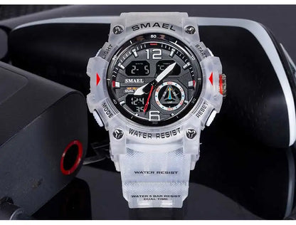 SMAEL Men’s Military Sport Digital Watch – Waterproof Dual Time LED with Alarm & Stopwatch
