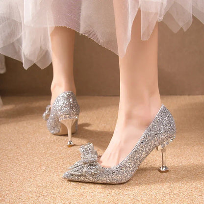 Luxury Women’s Wedding High Heels – Buckle Shoes in Gold, Silver & Red