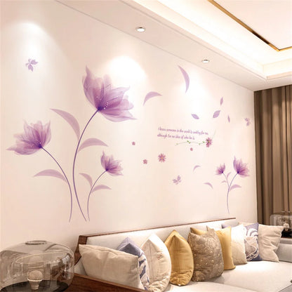 Purple Lavender Flower Butterfly Wall Stickers – Home Decor Decals