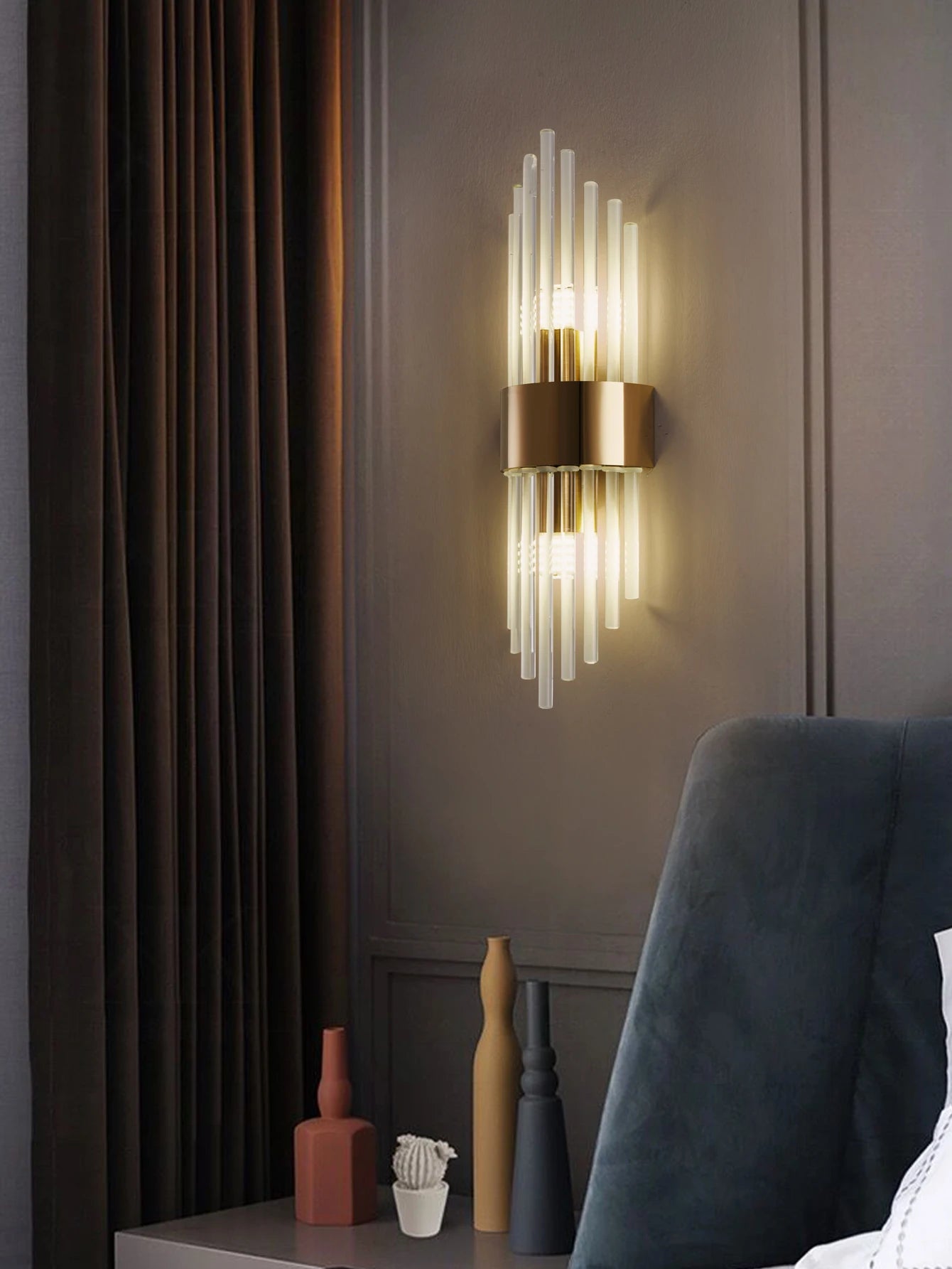 Crystal Wall Sconce Gold Black G9 Light