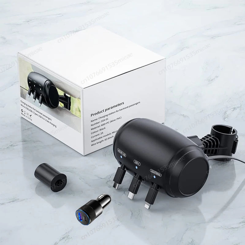 3-in-1 Retractable Backseat Car Charger