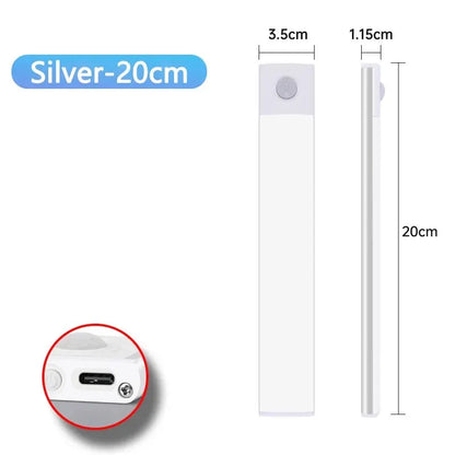Rechargeable Motion Sensor Cabinet Light – USB-C Magnetic LED Bar for Kitchen, Closet & Stairs