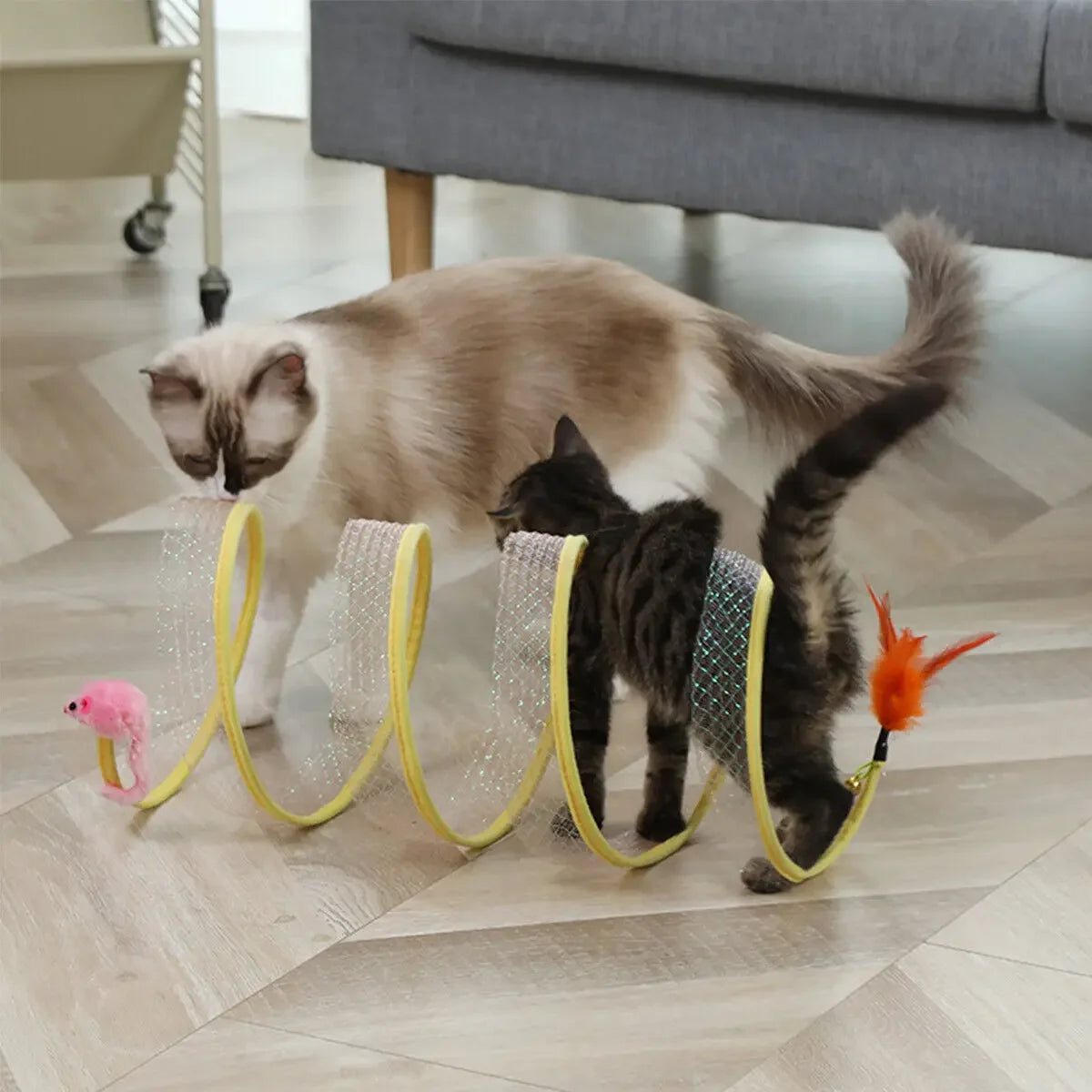 Foldable S-Type Cat Tunnel Toy with Crinkle Balls