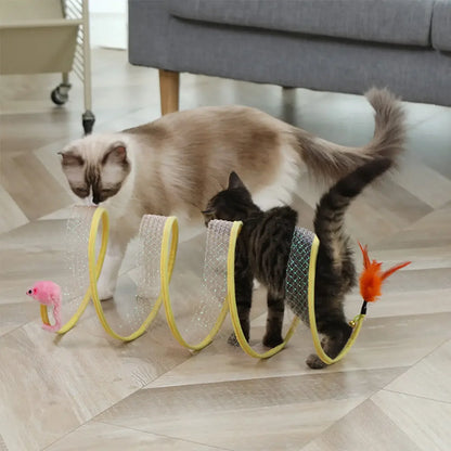 Foldable S-Type Cat Tunnel Toy with Crinkle Balls