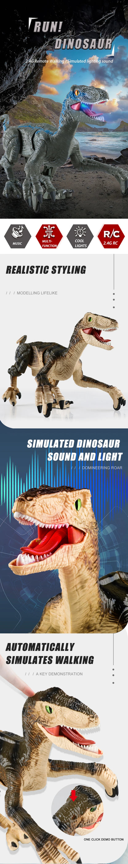 Remote Control Dinosaur Toy with led lights