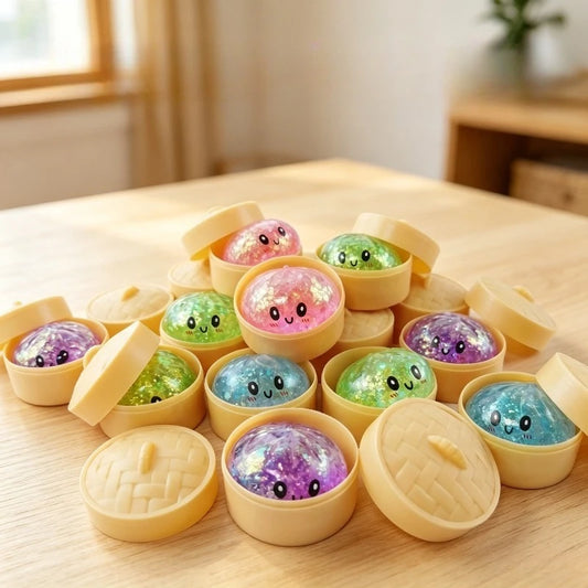 Dumpling squishy stress ball with steamer box