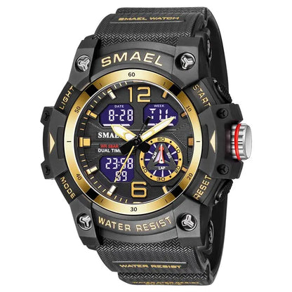 SMAEL Men’s Military Sport Digital Watch – Waterproof Dual Time LED with Alarm & Stopwatch