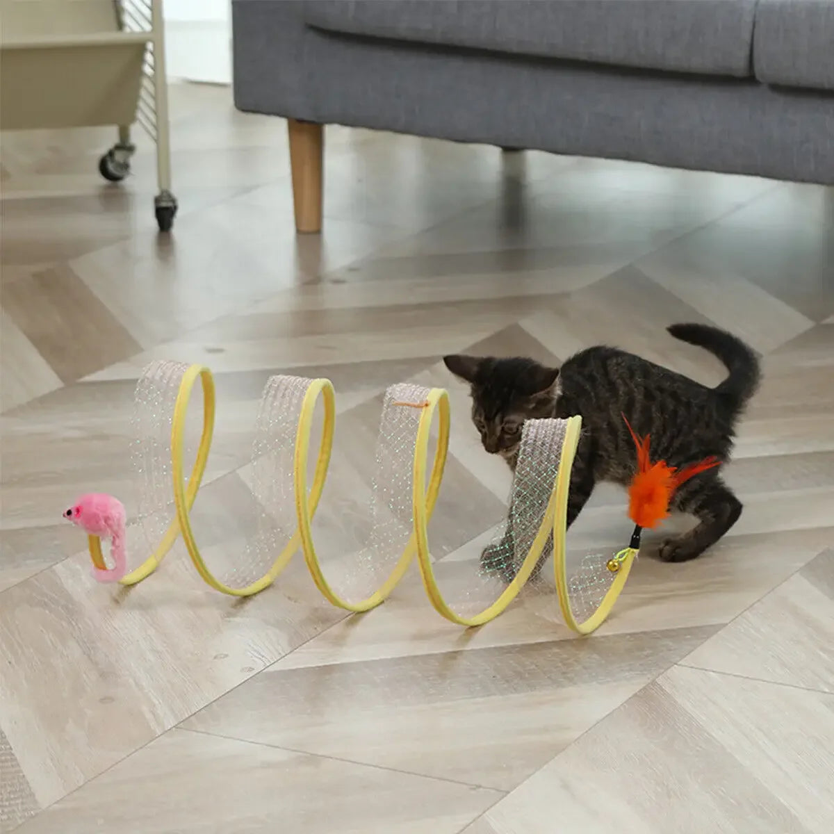 Foldable S-Type Cat Tunnel Toy with Crinkle Balls