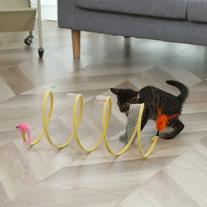 Foldable S-Type Cat Tunnel Toy with Crinkle Balls