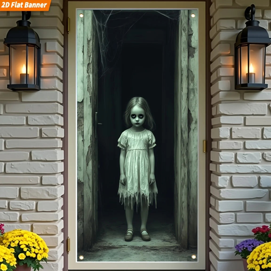 2D Halloween Ghost Girl Hanging Banner