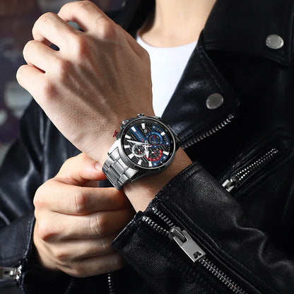 CURREN Men’s Quartz Chronograph Watch – Stainless Steel Sports Casual Wristwatch