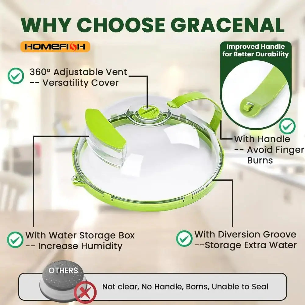Microwave Splatter Cover With Water Steamer