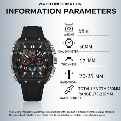 OFNS Men’s Quartz Chronograph Watch – Waterproof Luminous Sports Watch with Silicone Strap