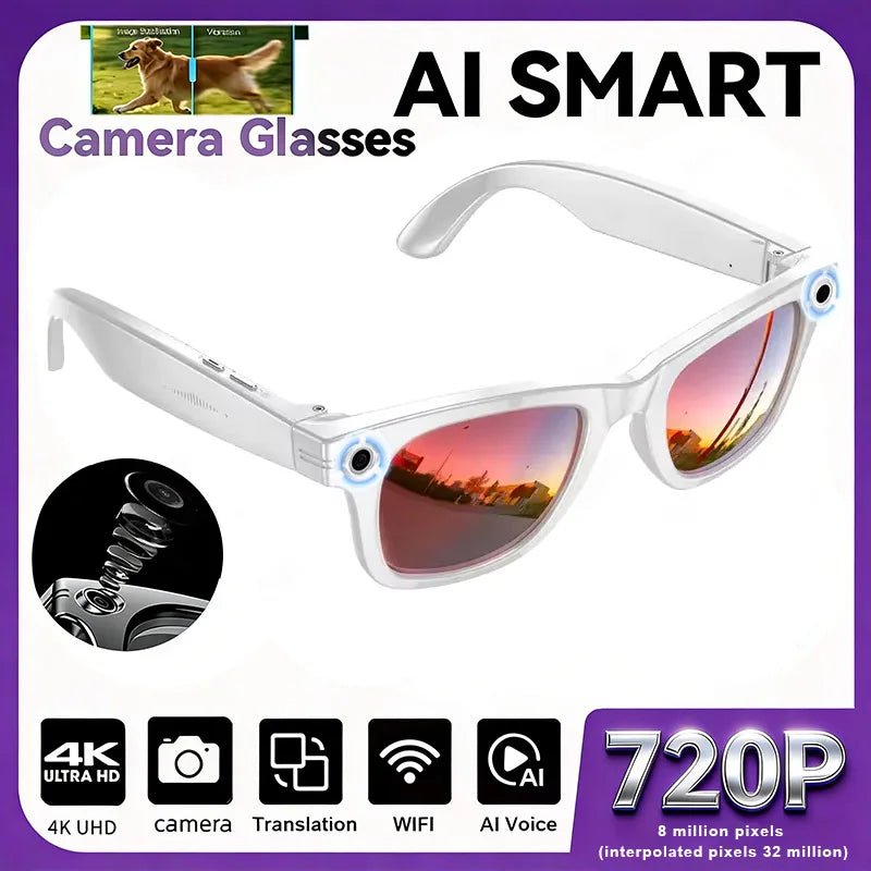AI Smart Glasses with Camera, Bluetooth & Translation