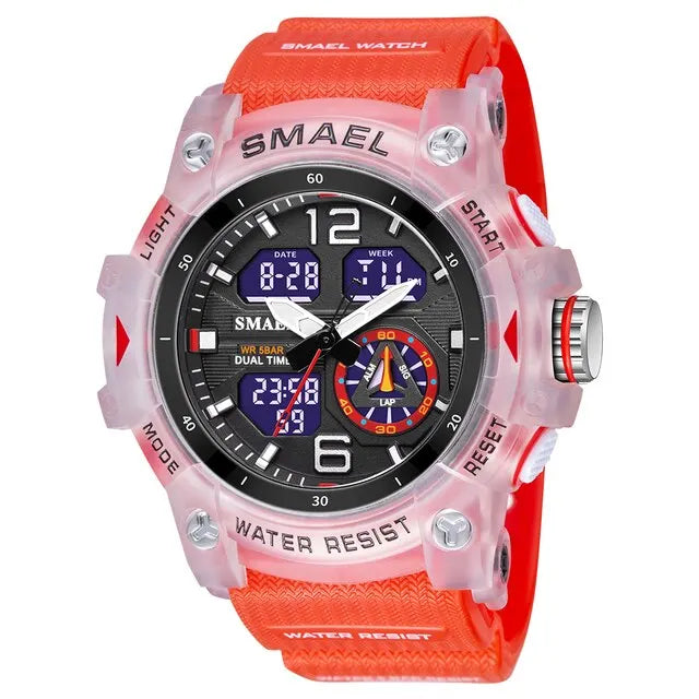 SMAEL Men’s Military Sport Digital Watch – Waterproof Dual Time LED with Alarm & Stopwatch