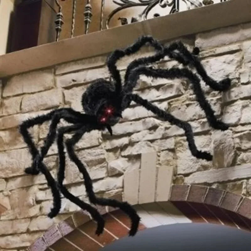 Black Plush Spider Haunted House Prop