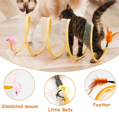 Foldable S-Type Cat Tunnel Toy with Crinkle Balls