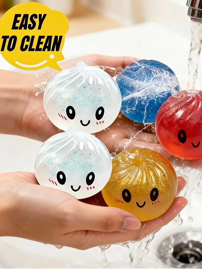 Dumpling Squishy Stress Ball – Soft Rebound Sensory Fidget Toy with Steamer Box - OneClickSmart