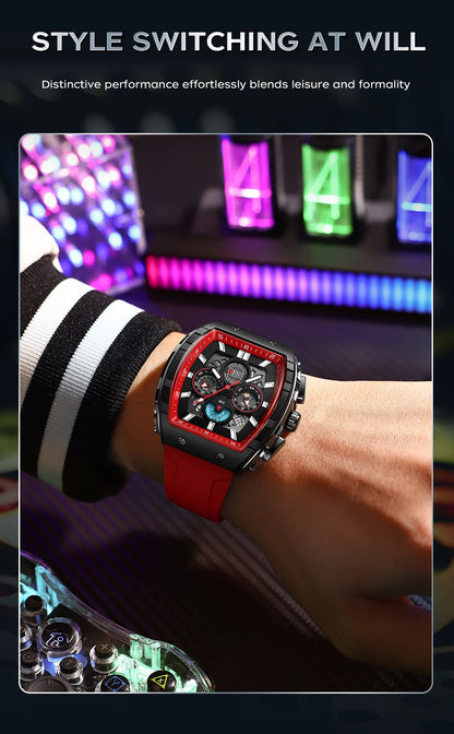 OFNS Men’s Quartz Chronograph Watch – Waterproof Luminous Sports Watch with Silicone Strap