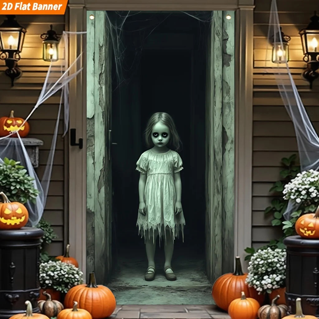 Spooky Ghost Girl Halloween Door Decoration