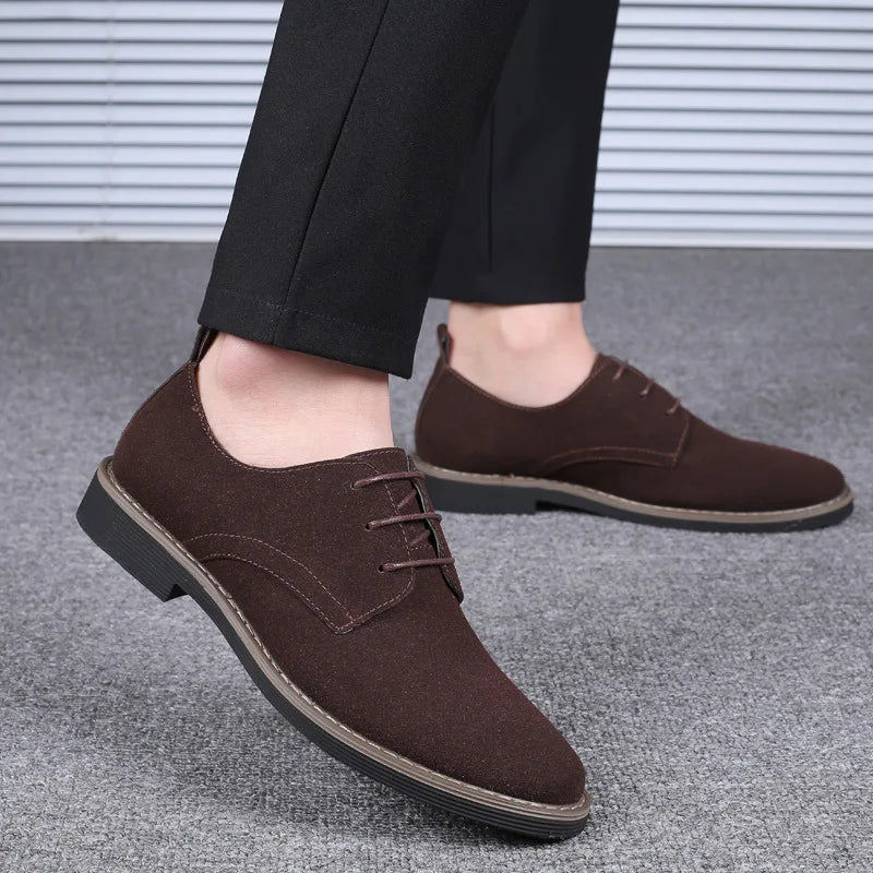Men’s Black PU Suede Dress Shoes – Business, Wedding & Casual