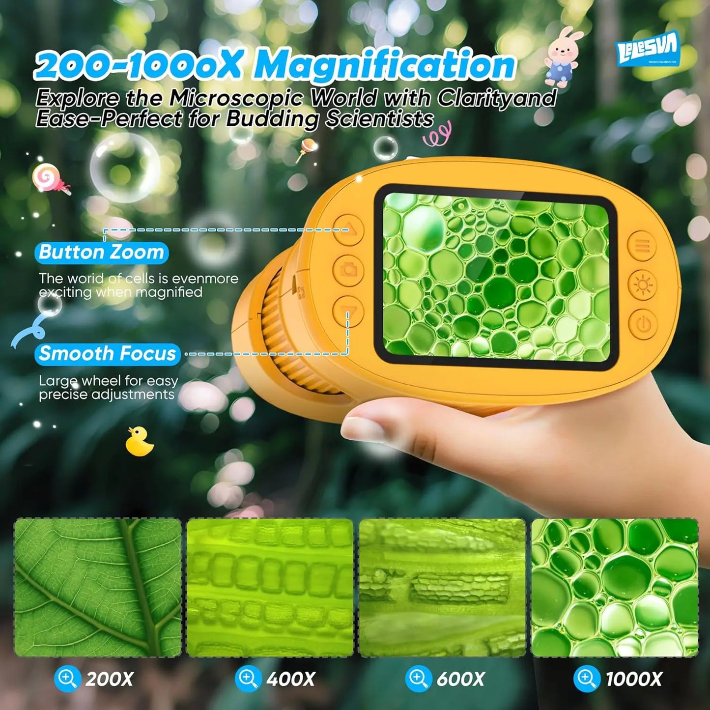Pocket Microscope for Kids with 4K 2.0" Screen